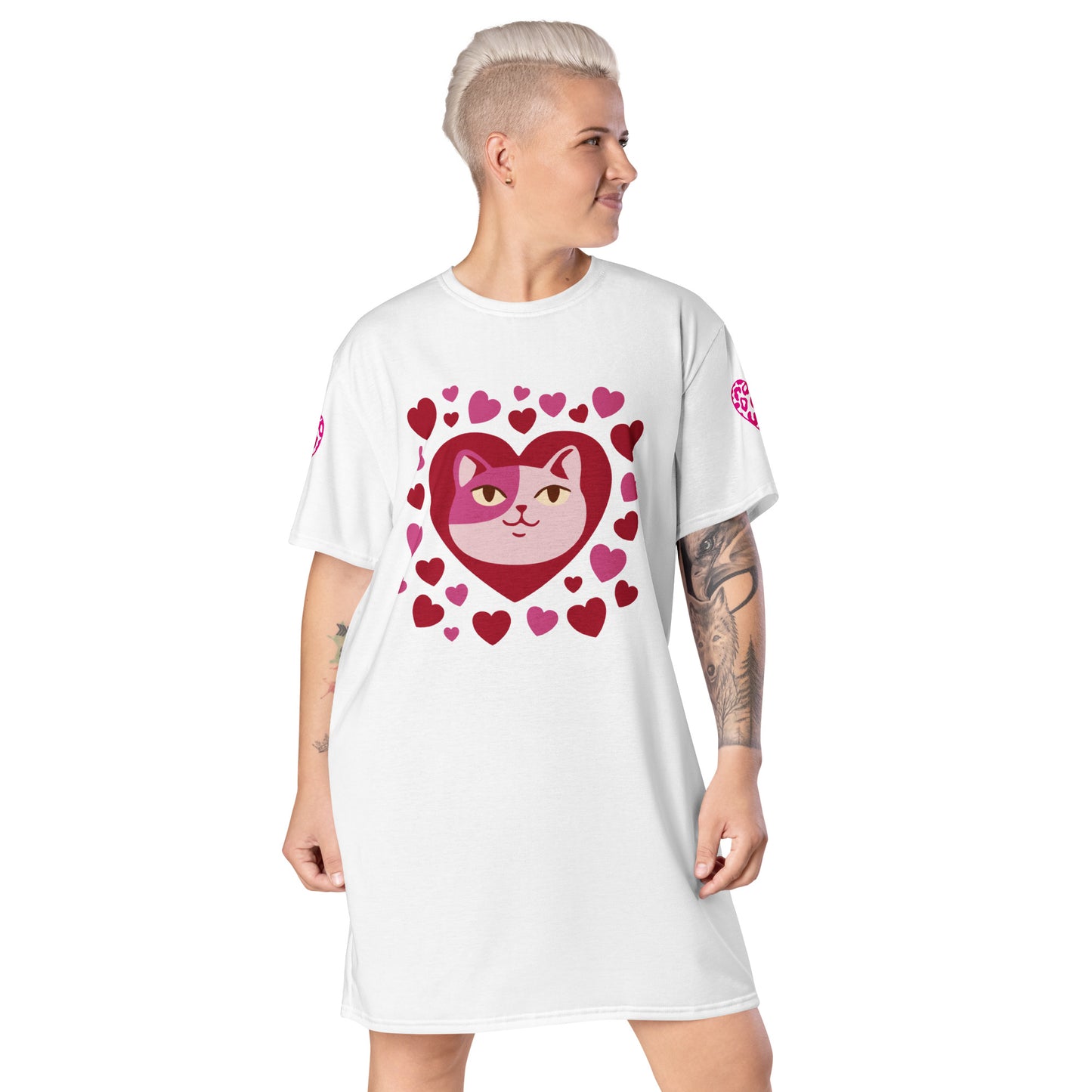 Heart Print T-shirt Dress